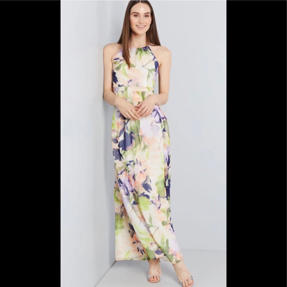 EUC MODCLOTH Essence Of Presence Chiffon Maxi Dress